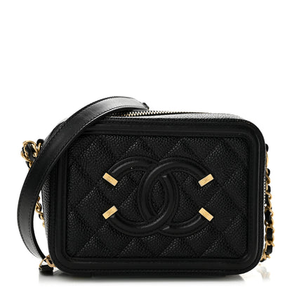 Chanel Caviar Quilted CC Filigree Vanity Clutch With Chain Black 1 of 12