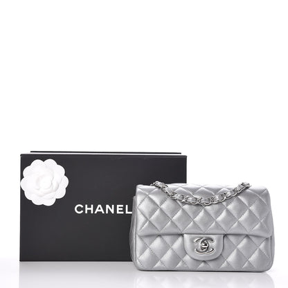 Chanel Metallic Lambskin Quilted Mini Rectangular Flap Silver 8 of 8