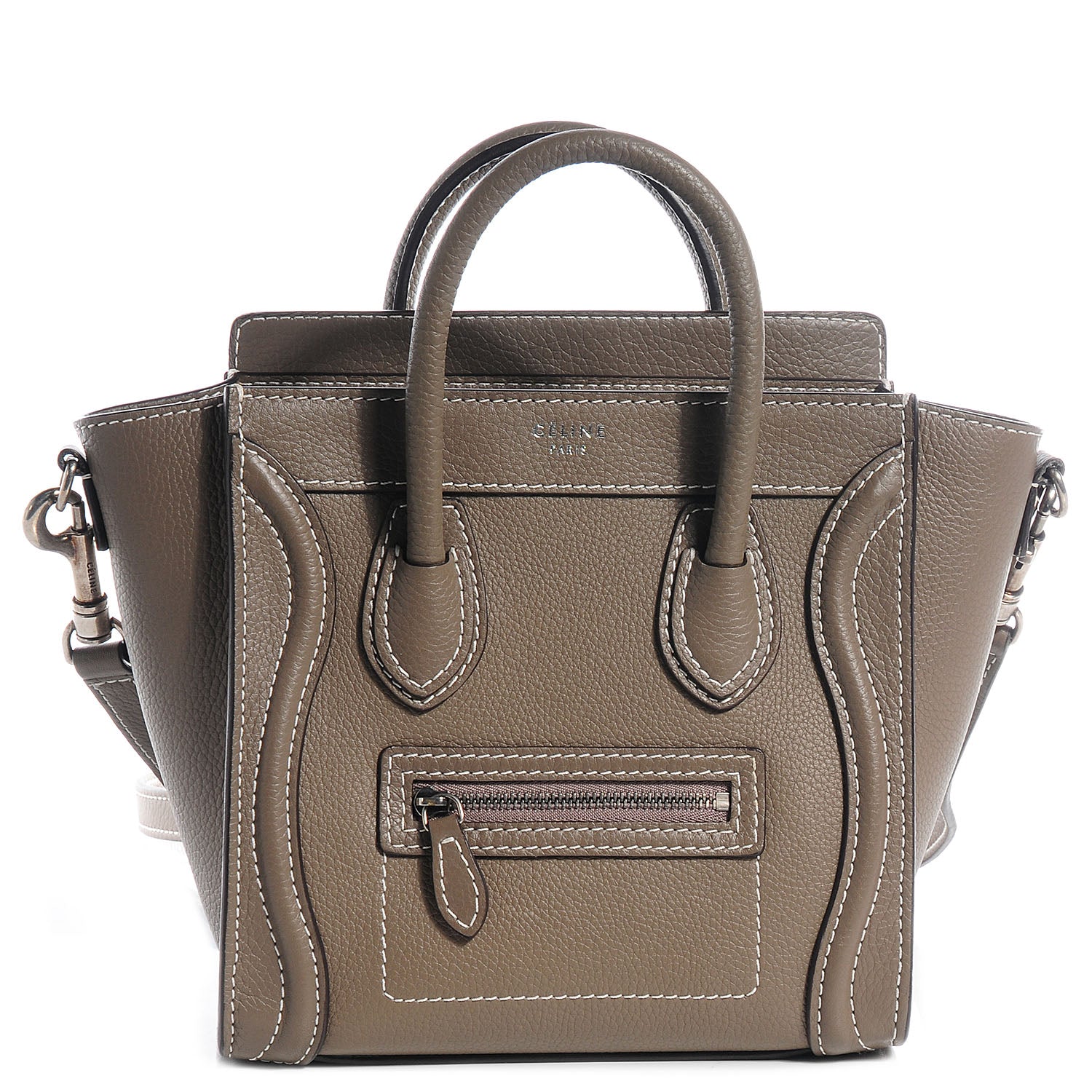 Celine Drummed Leather Nano Luggage Souris 1 of 8