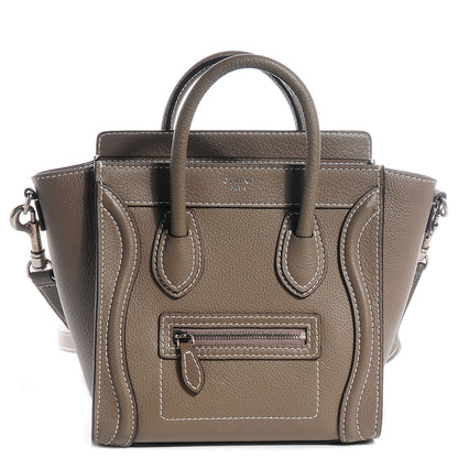 Celine Drummed Leather Nano Luggage Souris 1 of 8