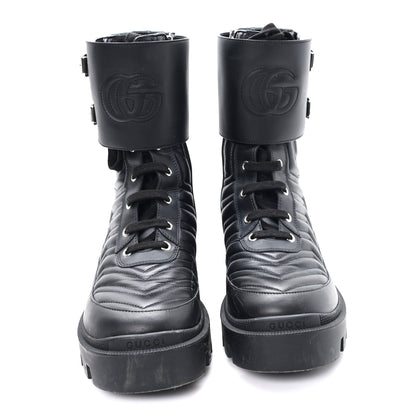 Gucci Nappa Frances GG Matelasse Platform Combat Boots 39 Black 3 of 9