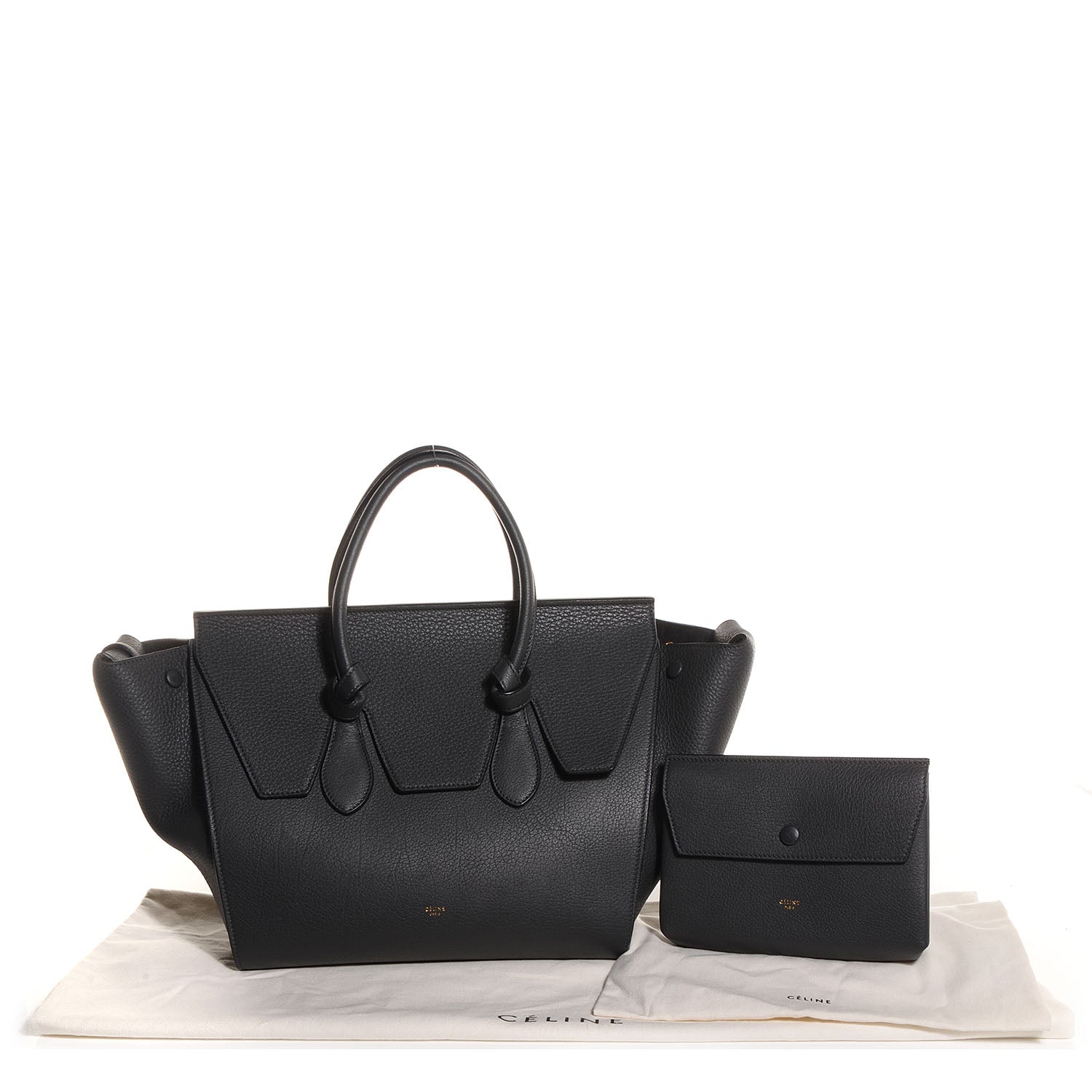 Celine Grained Calfskin Tie Knot Small Tote Anthracite 7 of 16