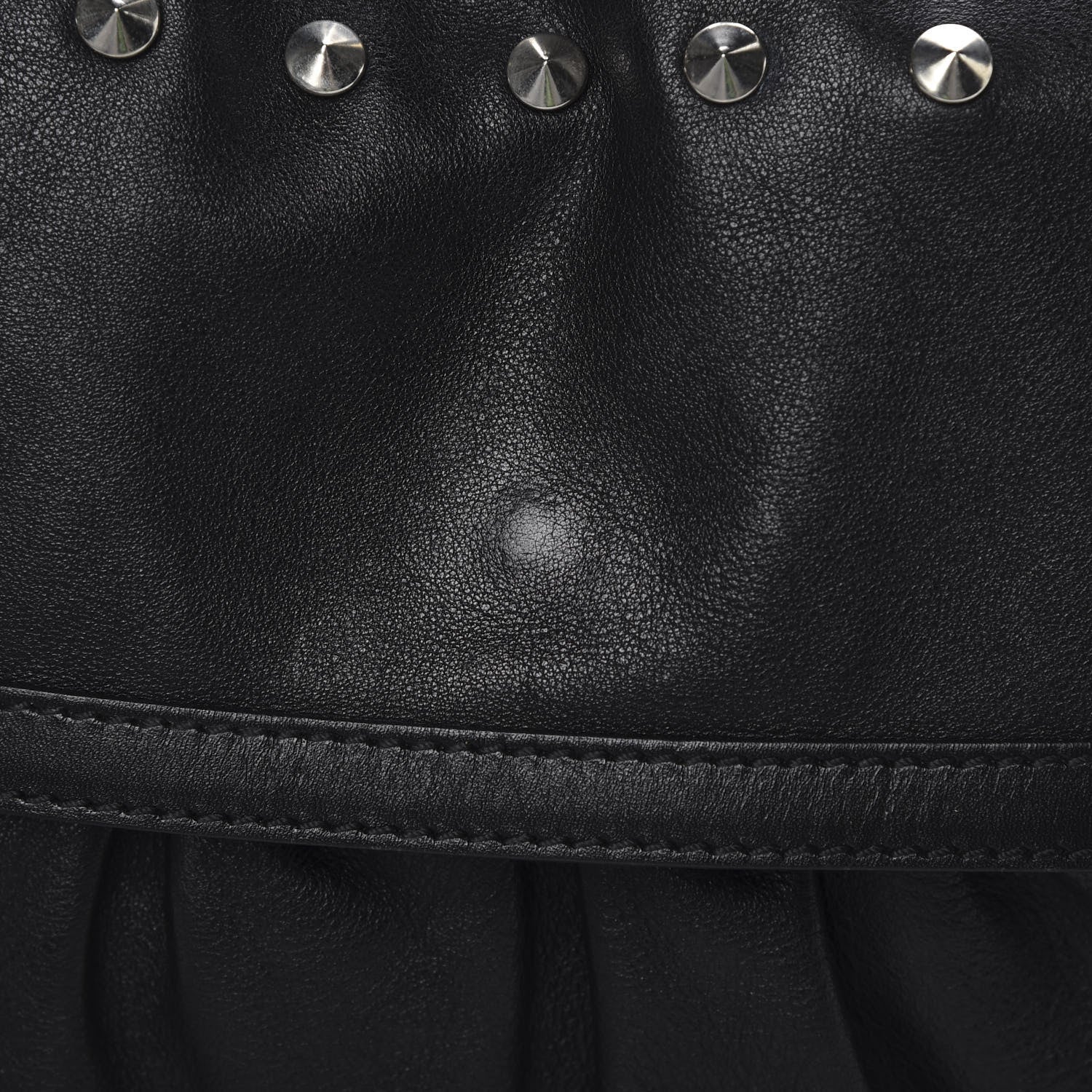 Fendi Lambskin Studded Large Chef Shoulder Bag Black 11 of 12