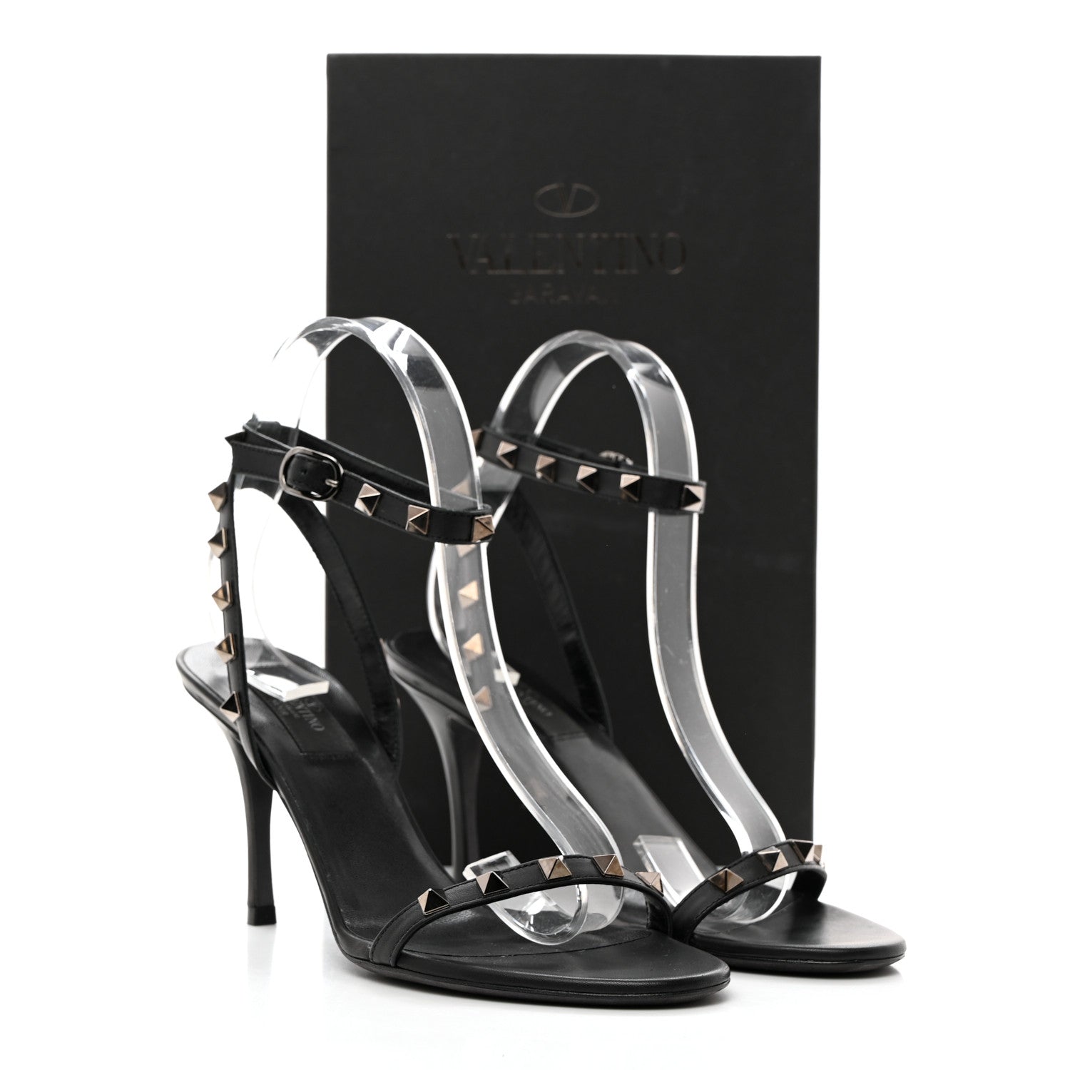 Valentino Garavani Nappa Rockstud Ankle Strap 100mm Sandals 37.5 Black 8 of 8