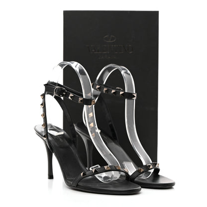 Valentino Garavani Nappa Rockstud Ankle Strap 100mm Sandals 37.5 Black 8 of 8