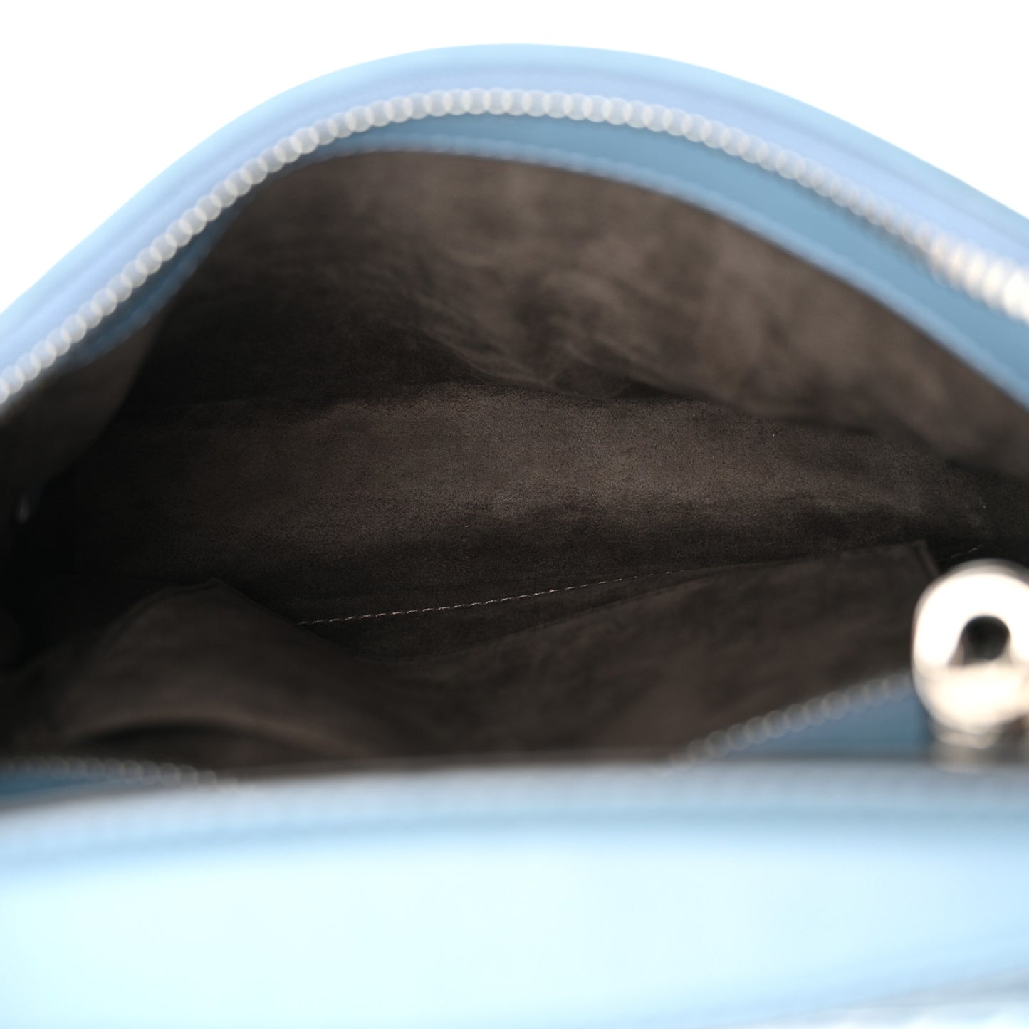 Shiny Nappa Trapuntata Small DotCom Click Top Handle Chain Satchel Blue