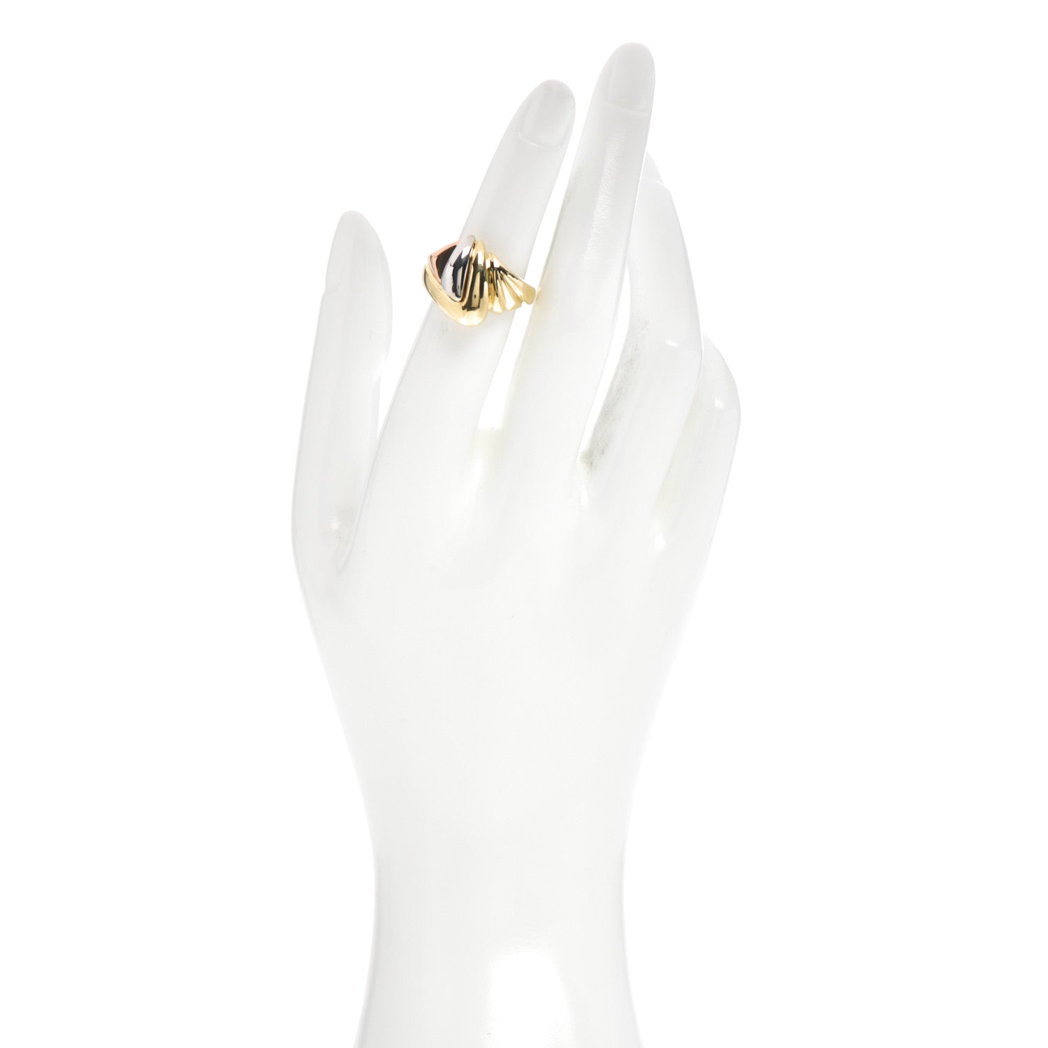 Bulgari 18K Rose Yellow White Gold Tri-Tone Triangle Ring 48 4.5 2 of 6