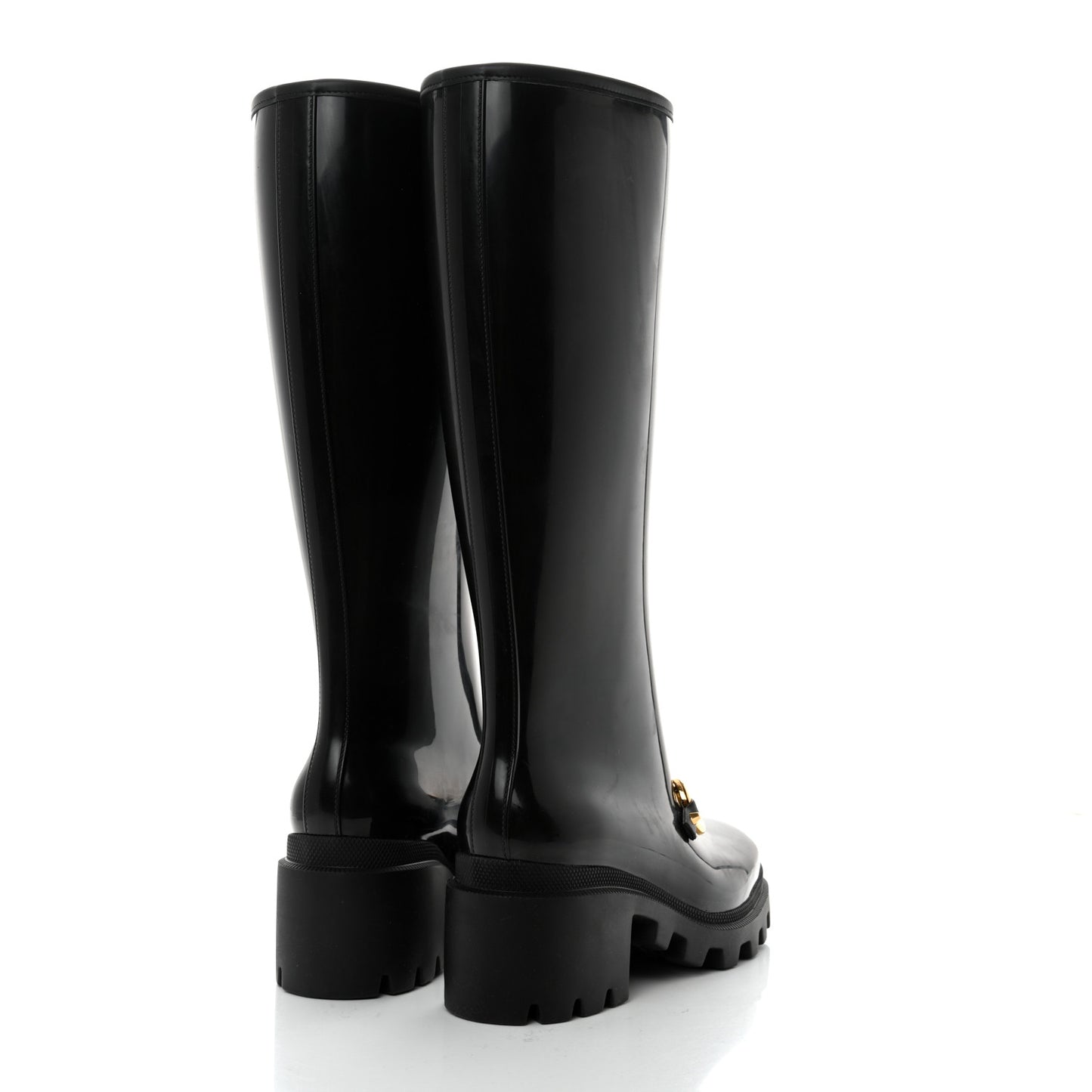 Rubber Horsebit Knee High Boots 38 Black