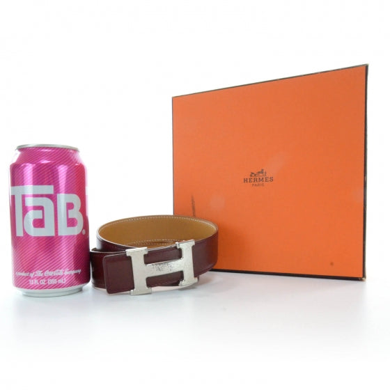 Hermes Box Reversible Constance Martelee H Belt 70 Rouge H and Natural 5 of 5