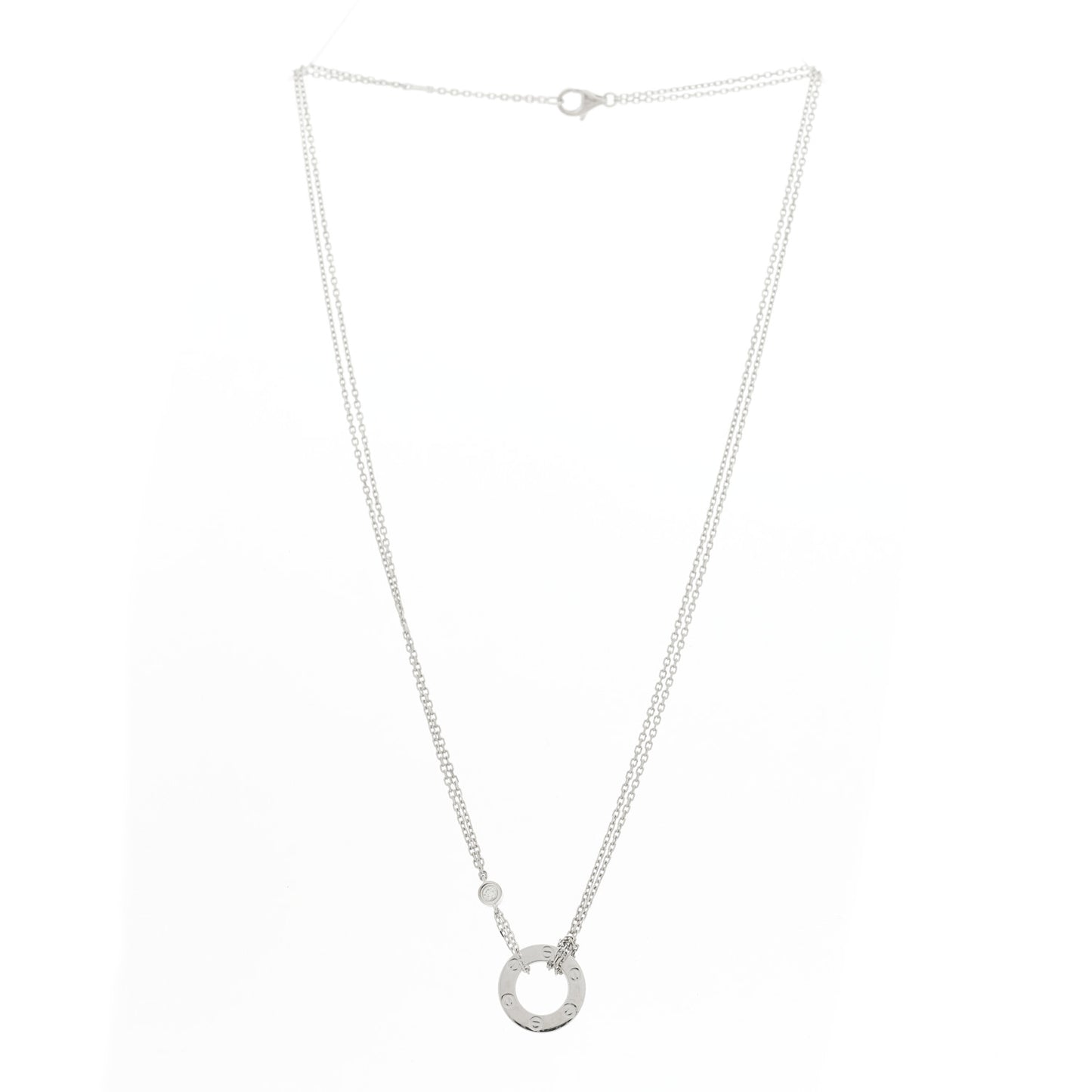 18K White Gold 2 Diamond LOVE Necklace