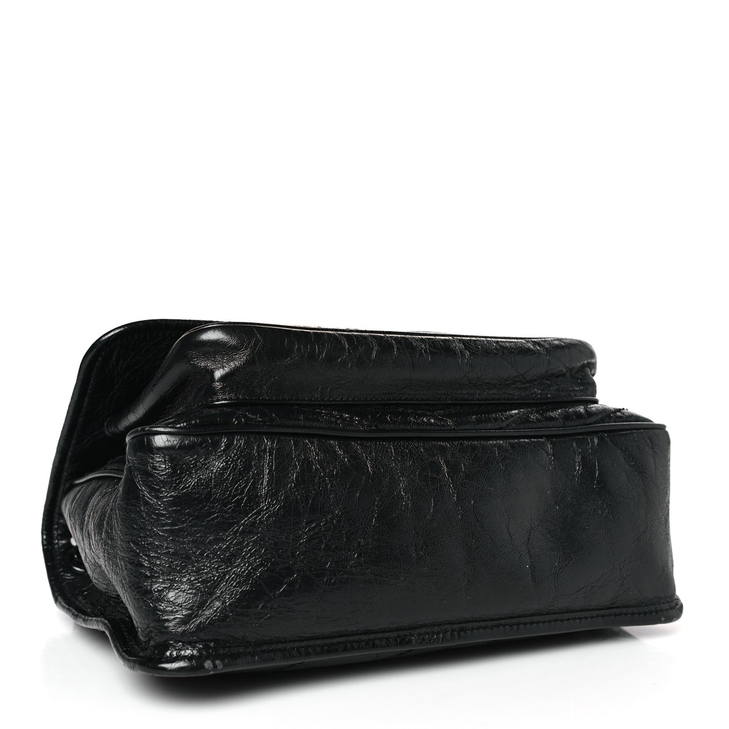Crinkled Calfskin Matelasse Monogram Medium Niki Chain Satchel Black