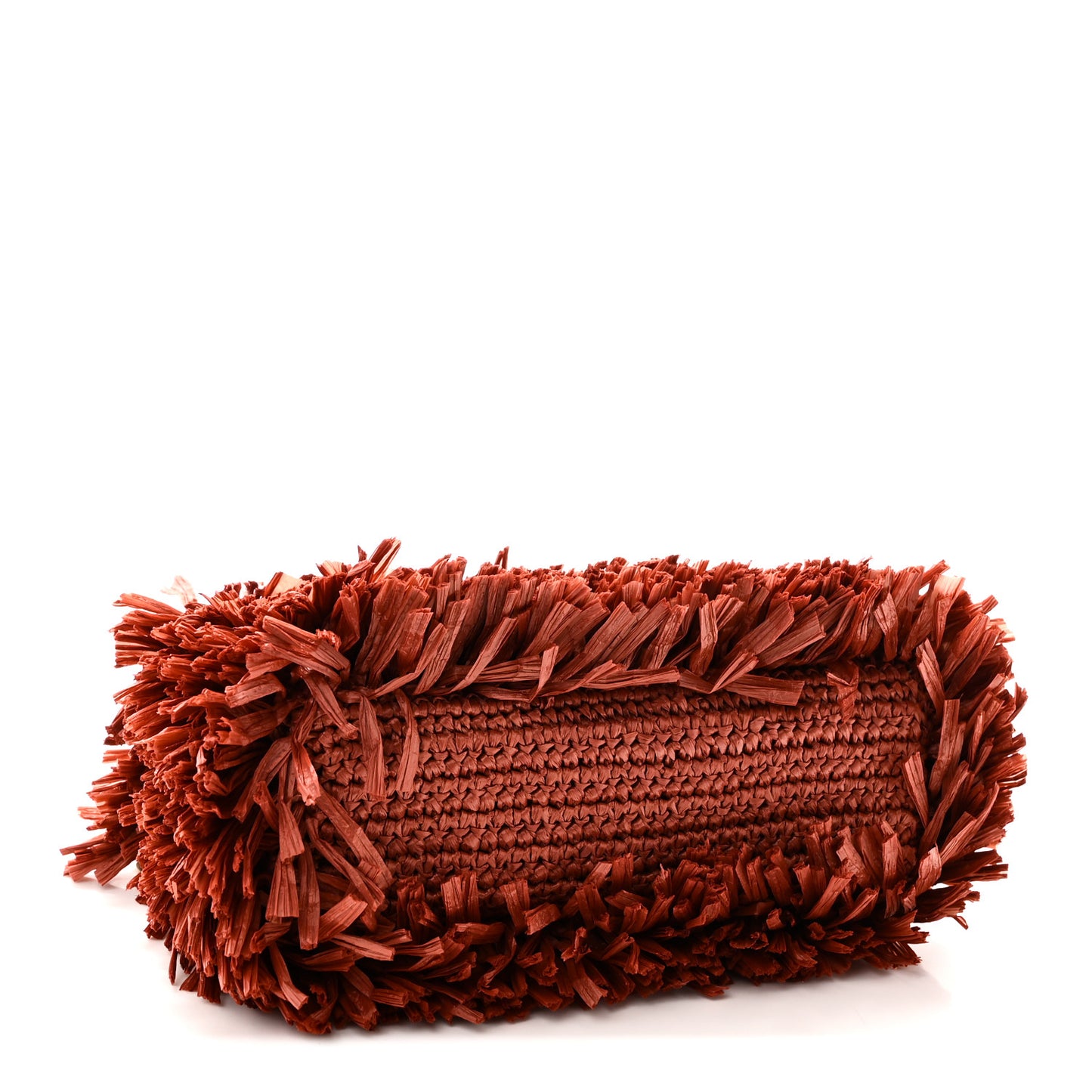 Raffia Fringe Nano Kelly Shopper Red