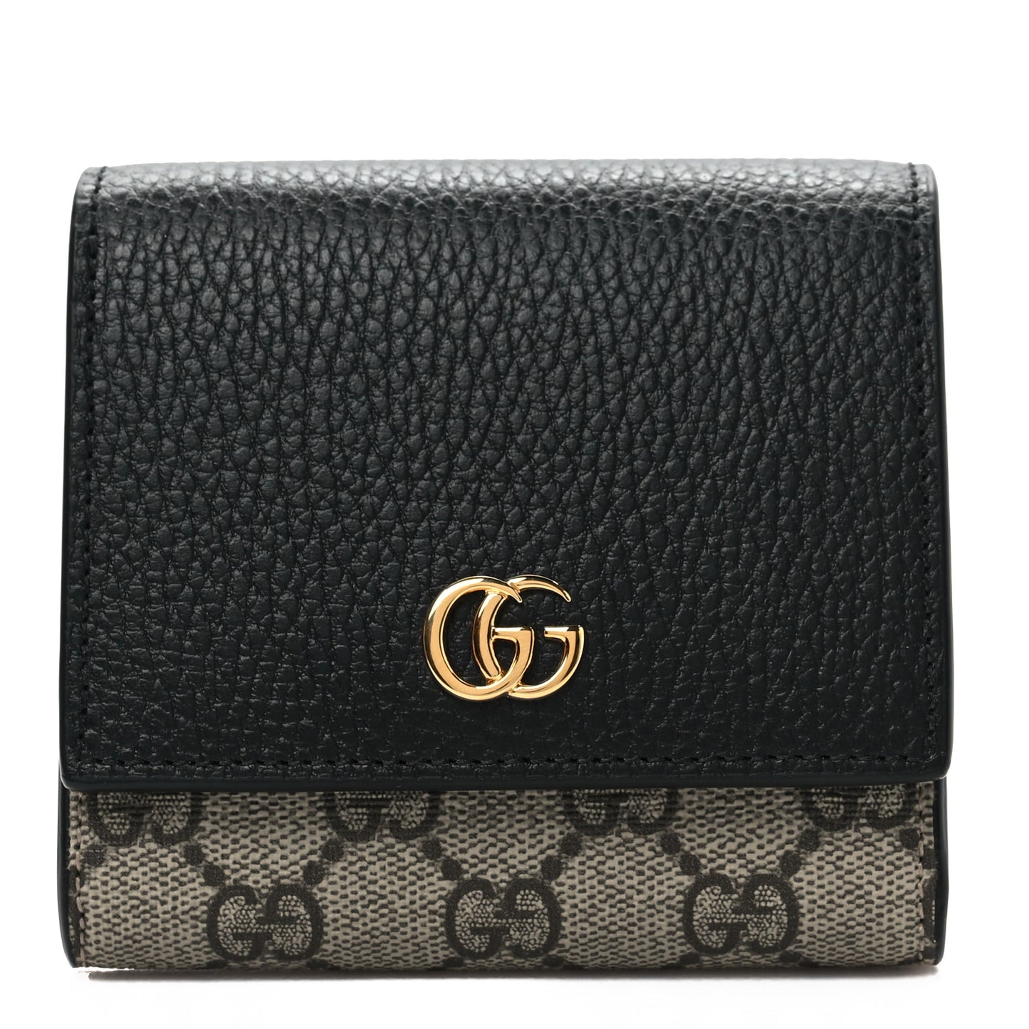 Dollar Calfskin GG Supreme Monogram Medium GG Marmont Wallet Black Beige Ebony
