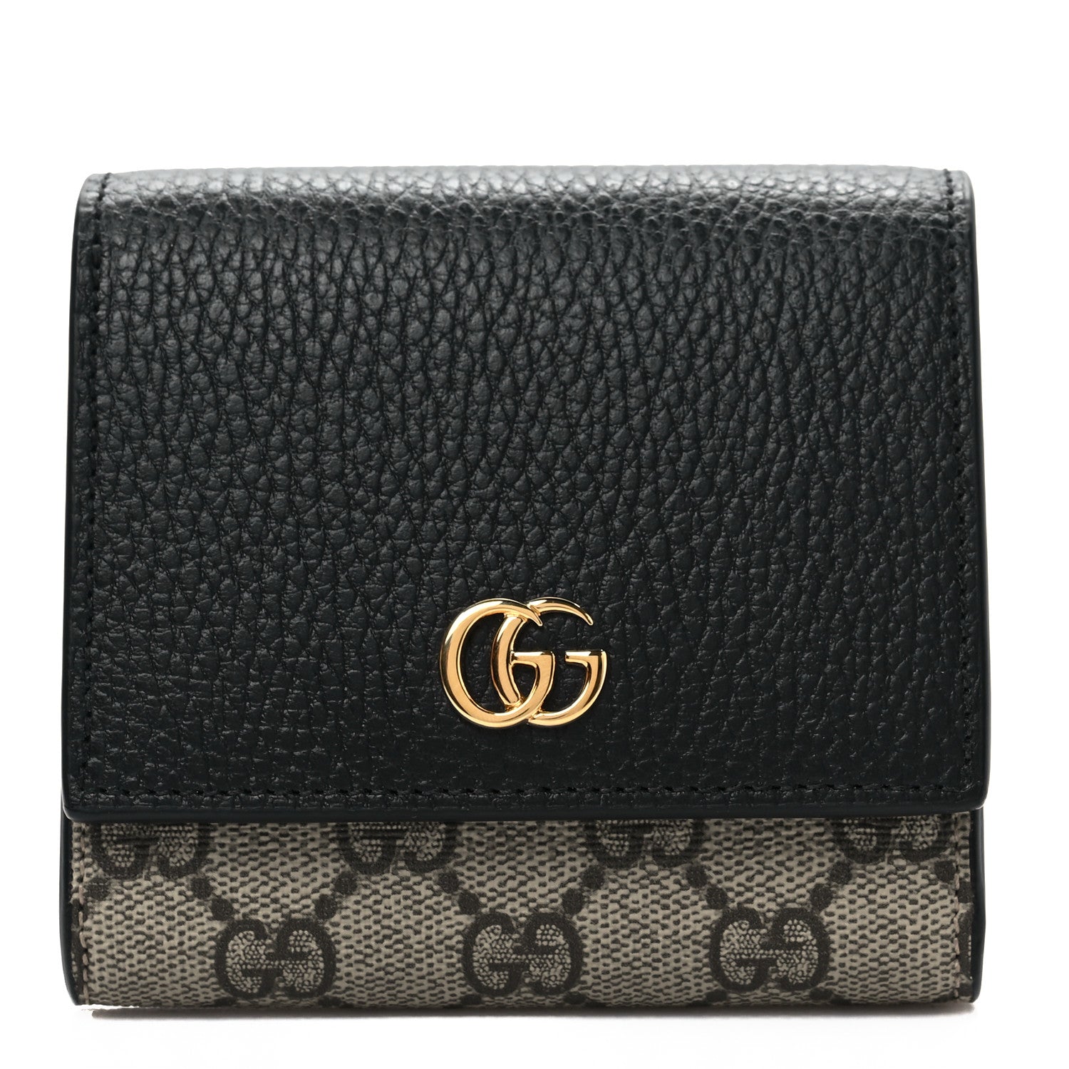 Gucci Dollar Calfskin GG Supreme Monogram Medium GG Marmont Wallet Black Beige Ebony 1 of 7