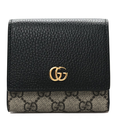 Gucci Dollar Calfskin GG Supreme Monogram Medium GG Marmont Wallet Black Beige Ebony 1 of 7