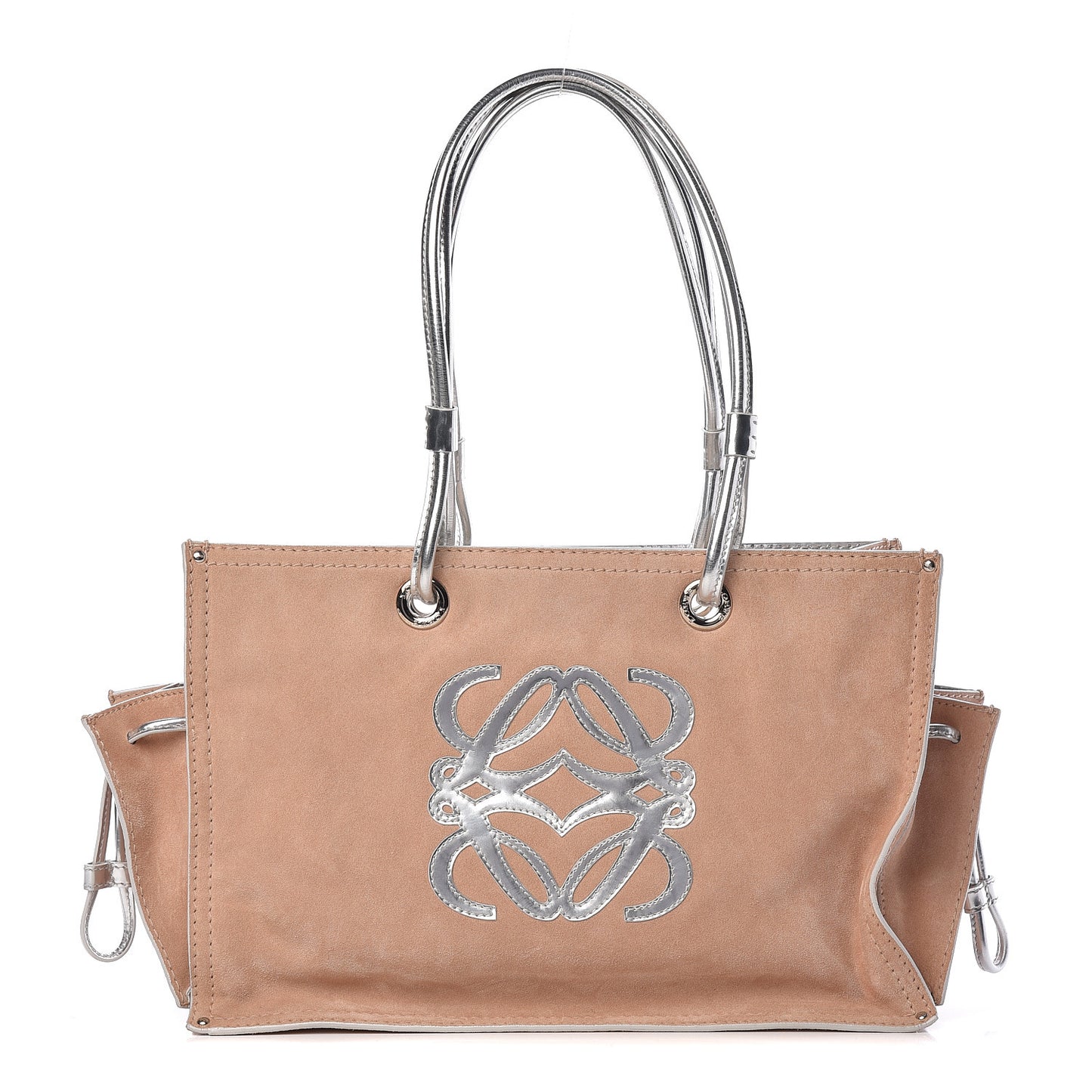 Suede Medium Shopping Tote Beige