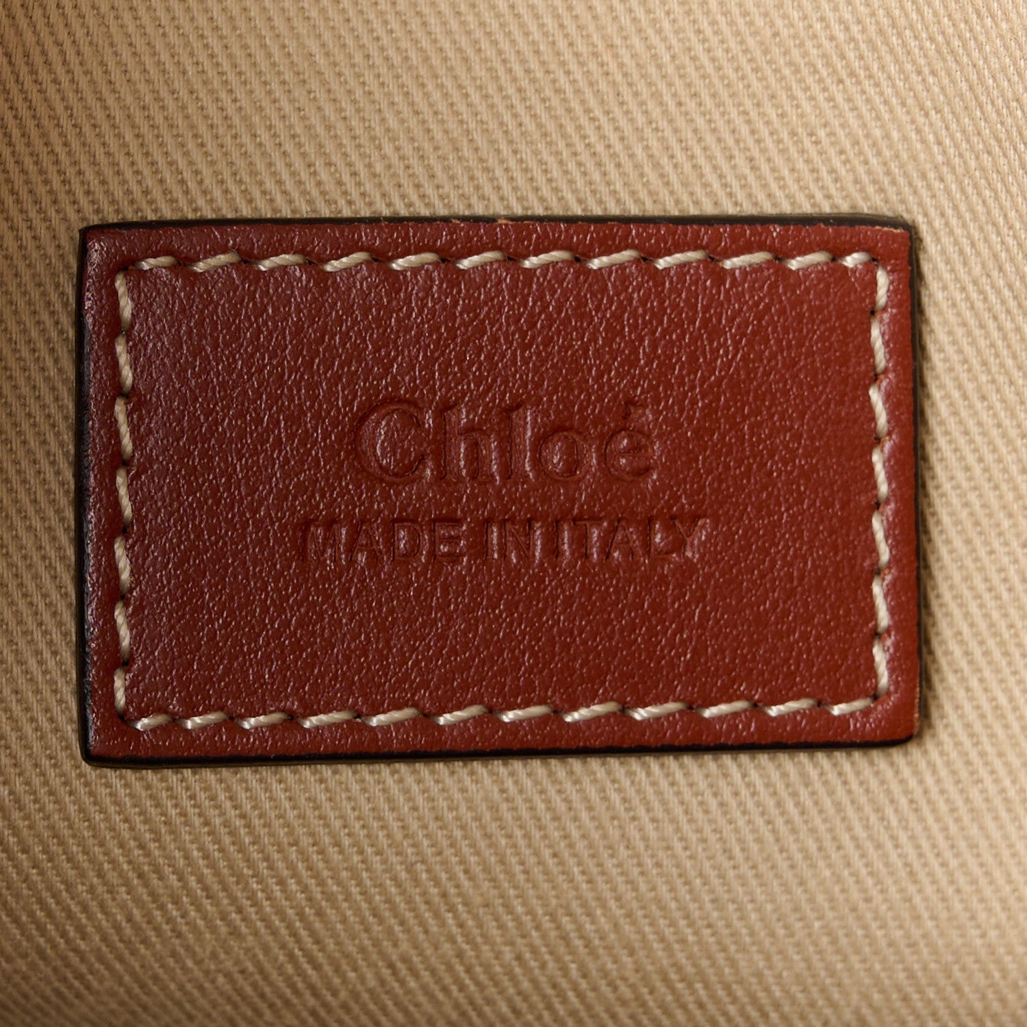 Chloe Cotton Calfskin Small Woody Ribbon Tote With Strap White Brown 6 of 11