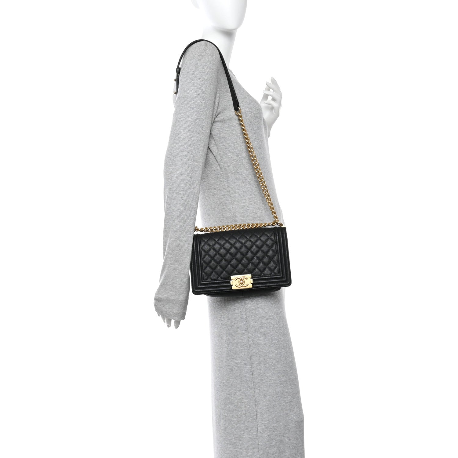 Chanel Caviar Quilted Medium Boy Flap Black 2 of 10