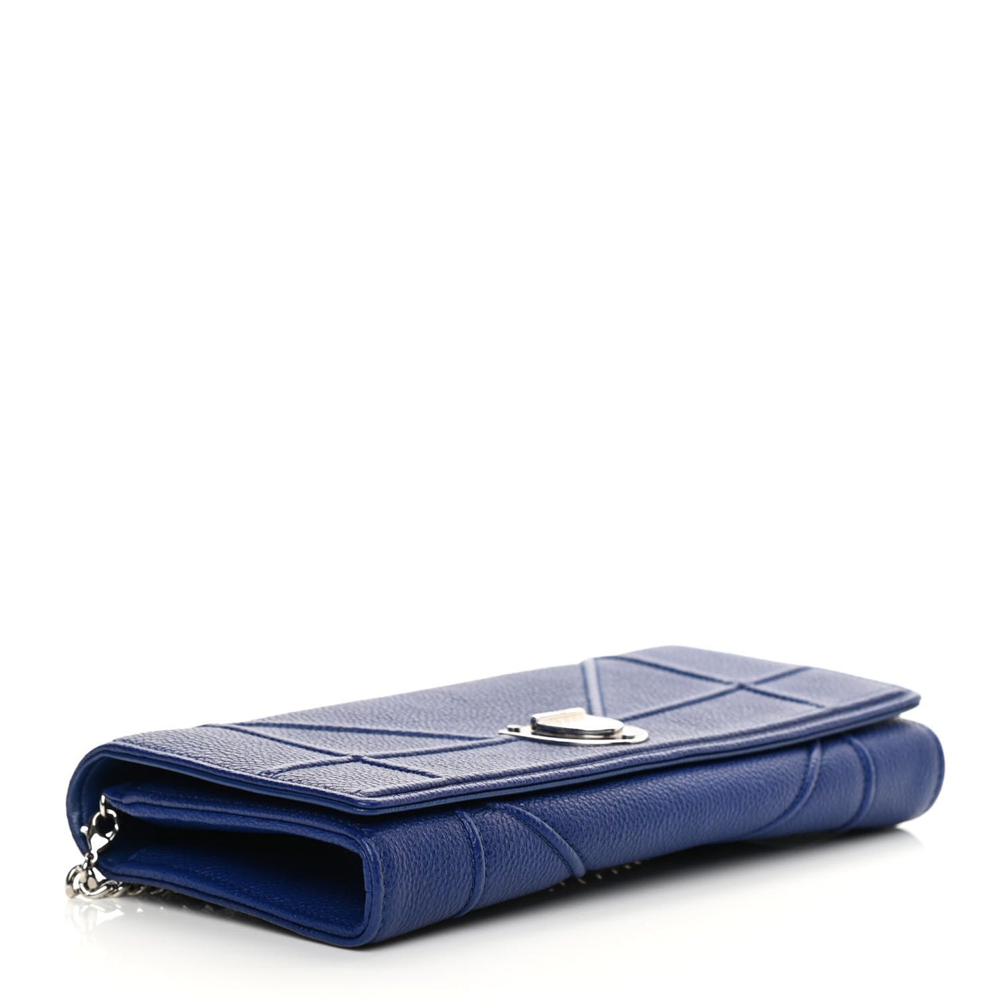 Grained Calfskin Diorama Croisiere Chain Wallet Blue