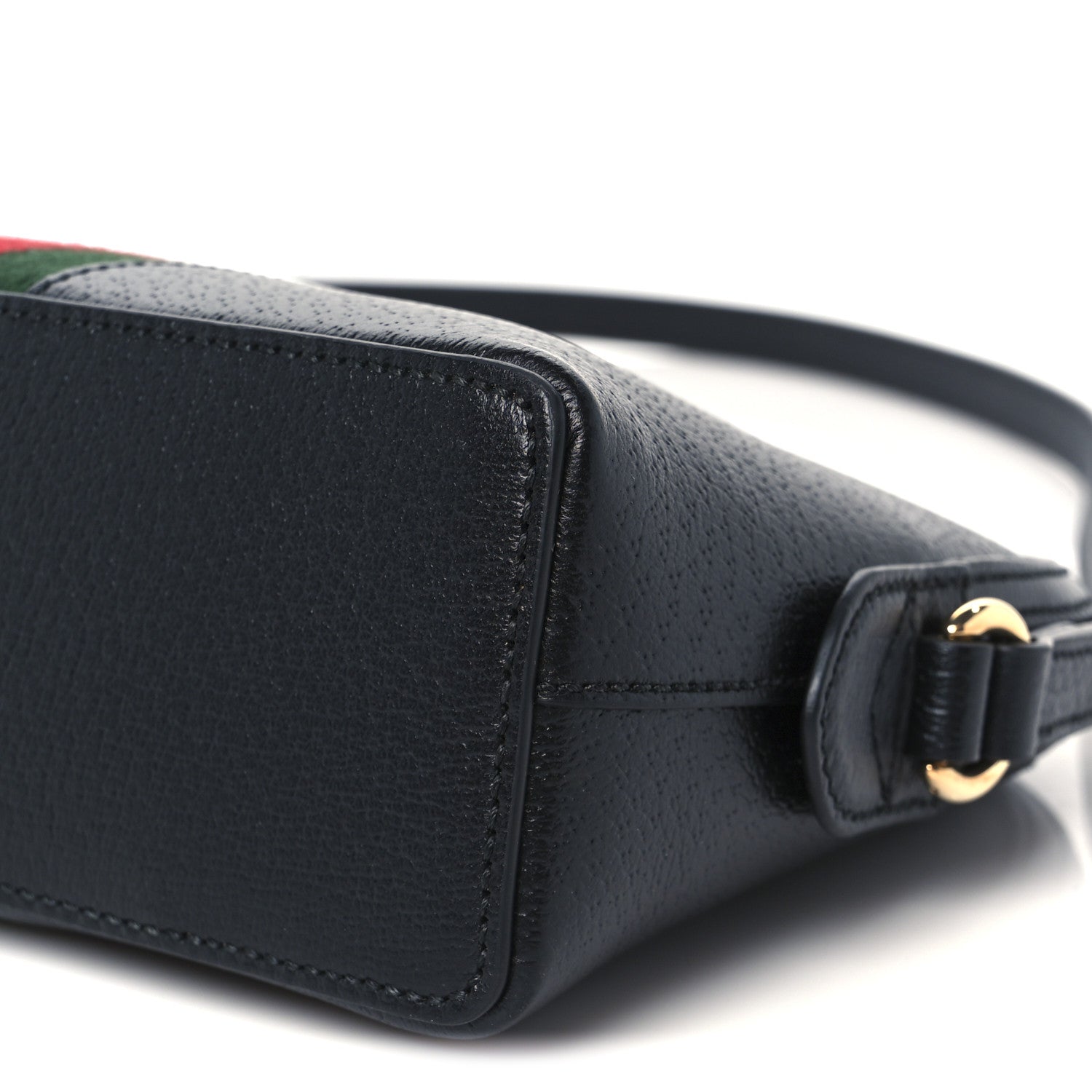 Gucci Calfskin GG Web Small Ophidia Dome Shoulder Bag Black