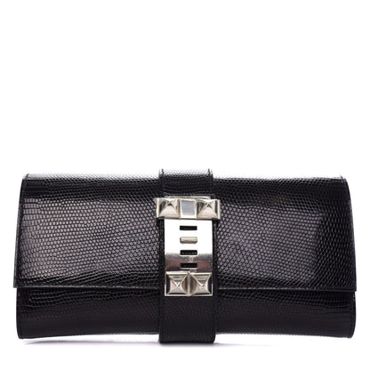 Hermes Lizard Medor Clutch 23 Black 1 of 8