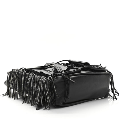Saint Laurent Calfskin Studded Fringe Festival Backpack Black 4 of 13
