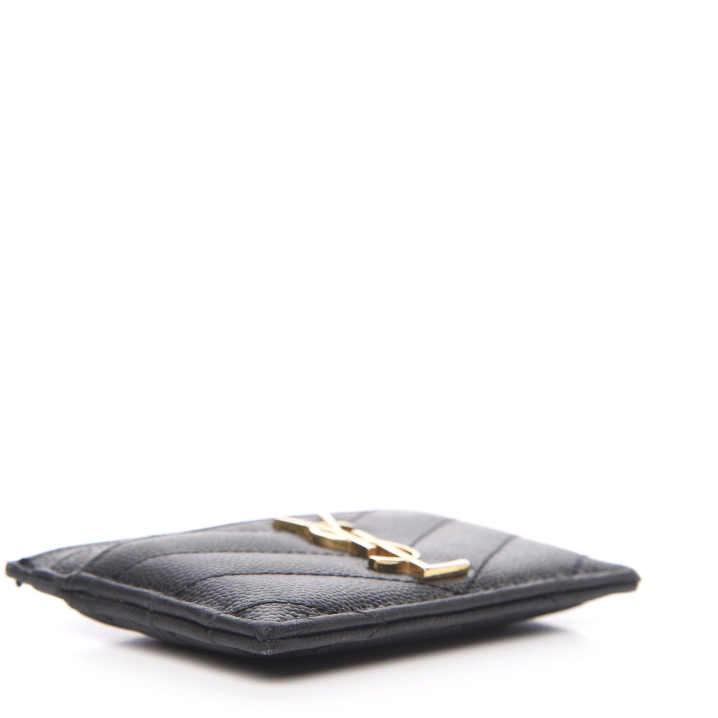 Grain De Poudre Matelasse Chevron Monogram Credit Card Case Black