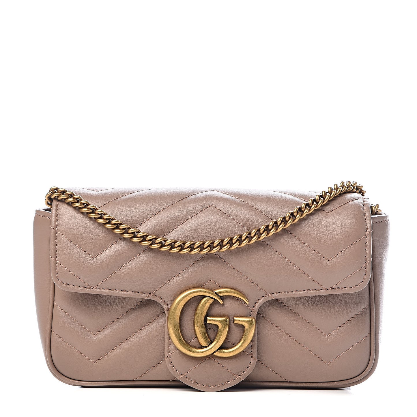 Calfskin Matelasse Super Mini GG Marmont Shoulder Bag Porcelain Rose