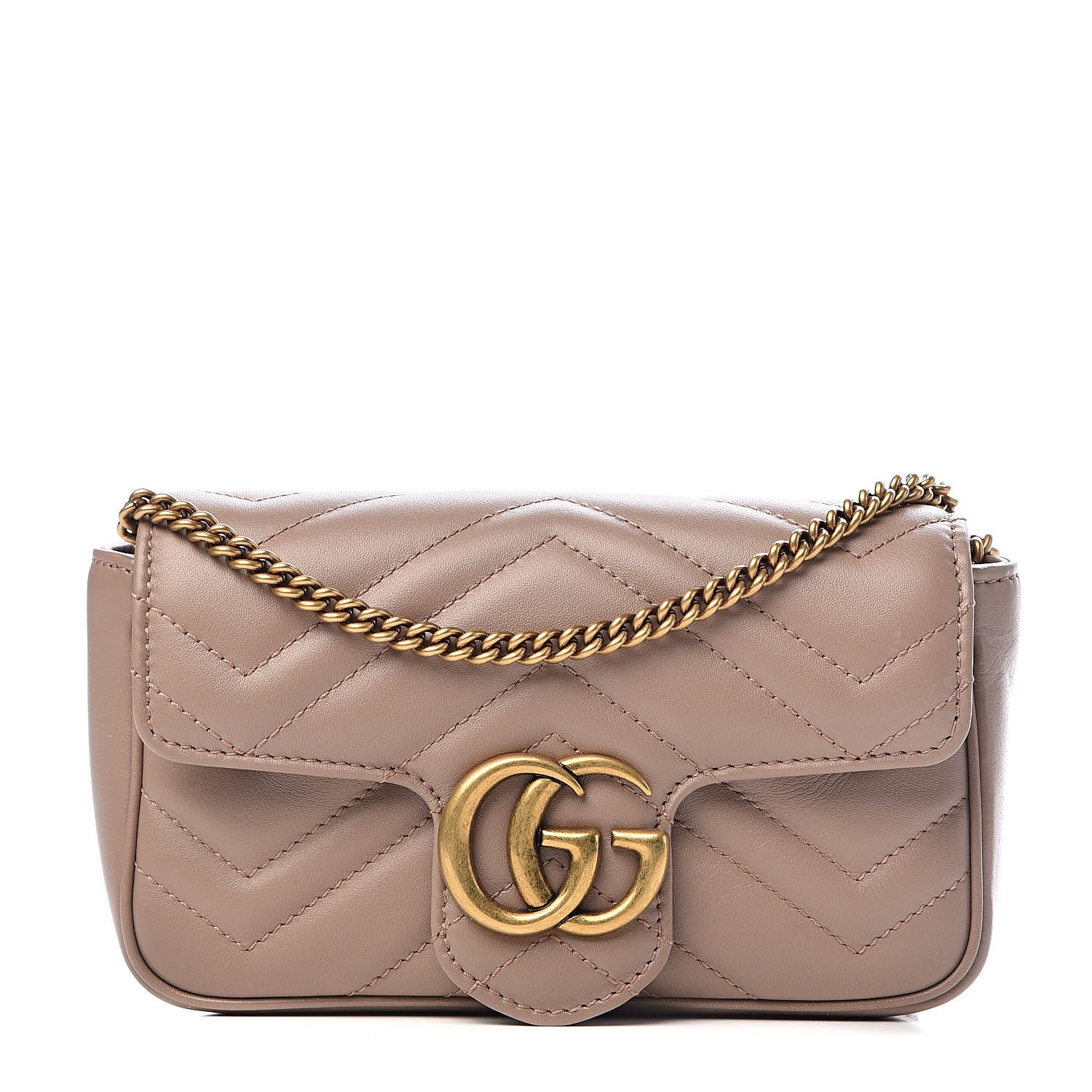 Gucci Calfskin Matelasse Super Mini GG Marmont Shoulder Bag Porcelain Rose 1 of 10