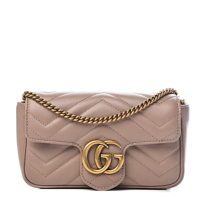 Gucci Calfskin Matelasse Super Mini GG Marmont Shoulder Bag Porcelain Rose 1 of 10