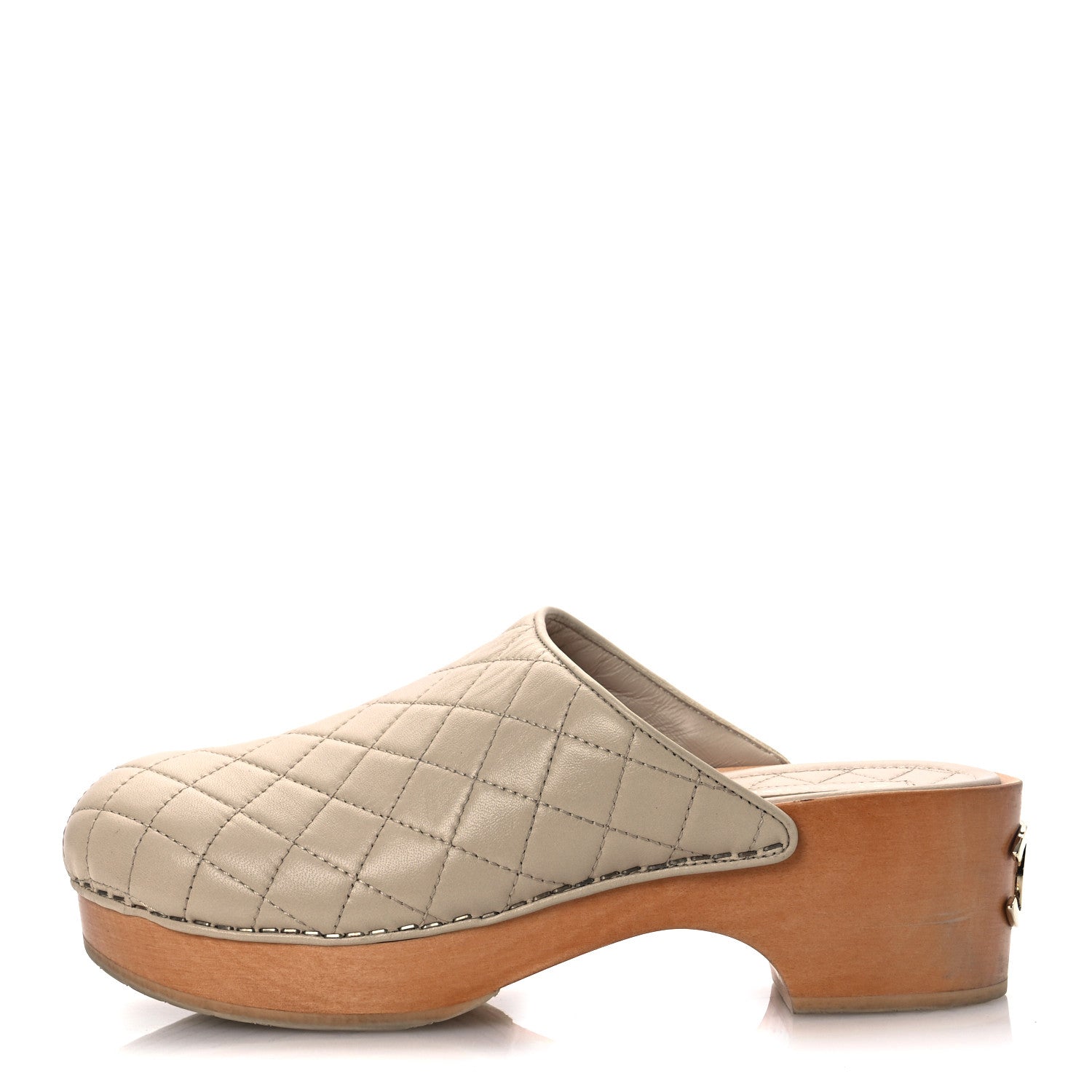 Chanel Lambskin Quilted CC Clogs 38 Beige 1 of 15