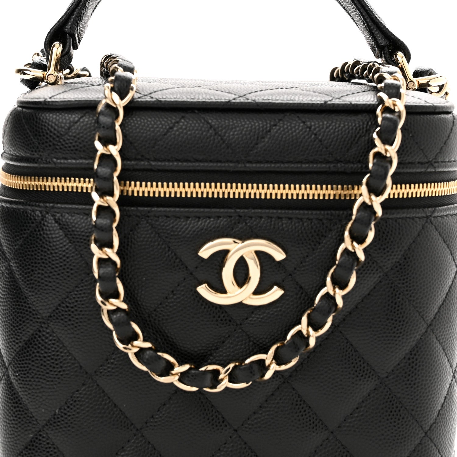 Chanel Caviar Quilted Small Top Handle Vanity Case With Chain Black 7 of 9