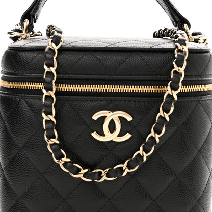 Chanel Caviar Quilted Small Top Handle Vanity Case With Chain Black 7 of 9