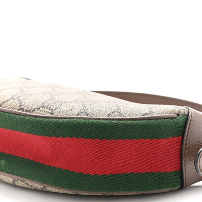 Gucci GG Supreme Monogram Textured Calfskin Web Mini Ophidia Half Moon Hobo Beige Ebony New Acero 8 of 10