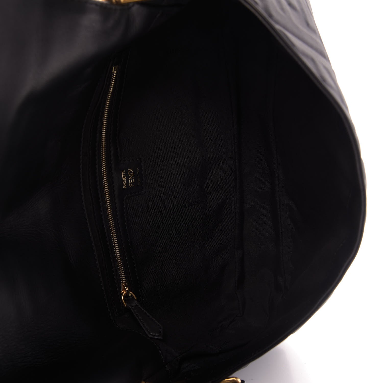 Fendi Nappa FF 1974 Embossed Large Baguette Black 5 of 9