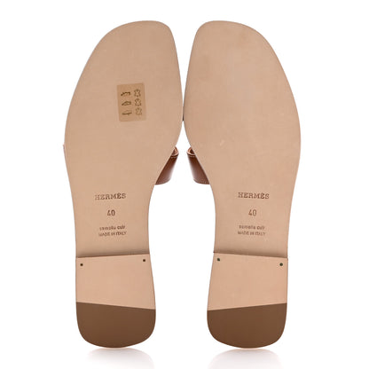 Hermes Box Calfskin Oran Sandals 40 Gold 6 of 10