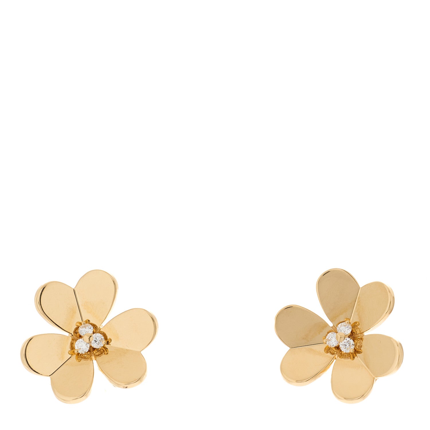 Van Cleef & Arpels 18K Yellow Gold Diamond Large Frivole Earrings 1 of 4