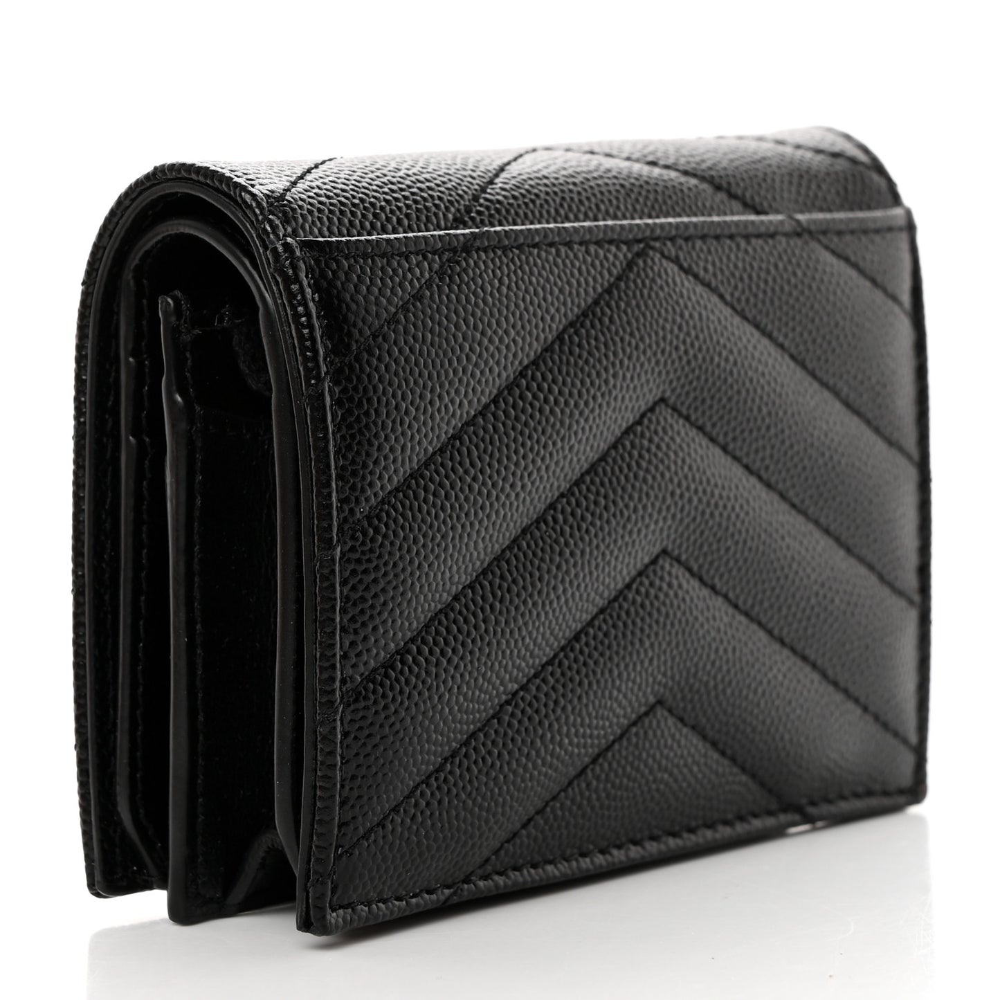 Grain De Poudre Matelasse Chevron Monogram Flap Card Case Black
