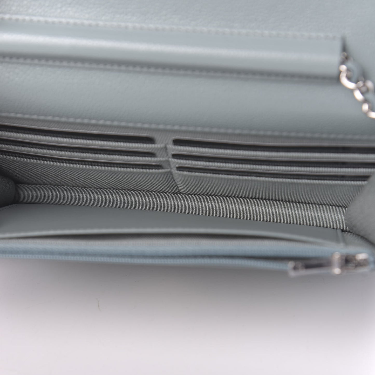 Caviar Quilted Wallet On Chain WOC Light Blue