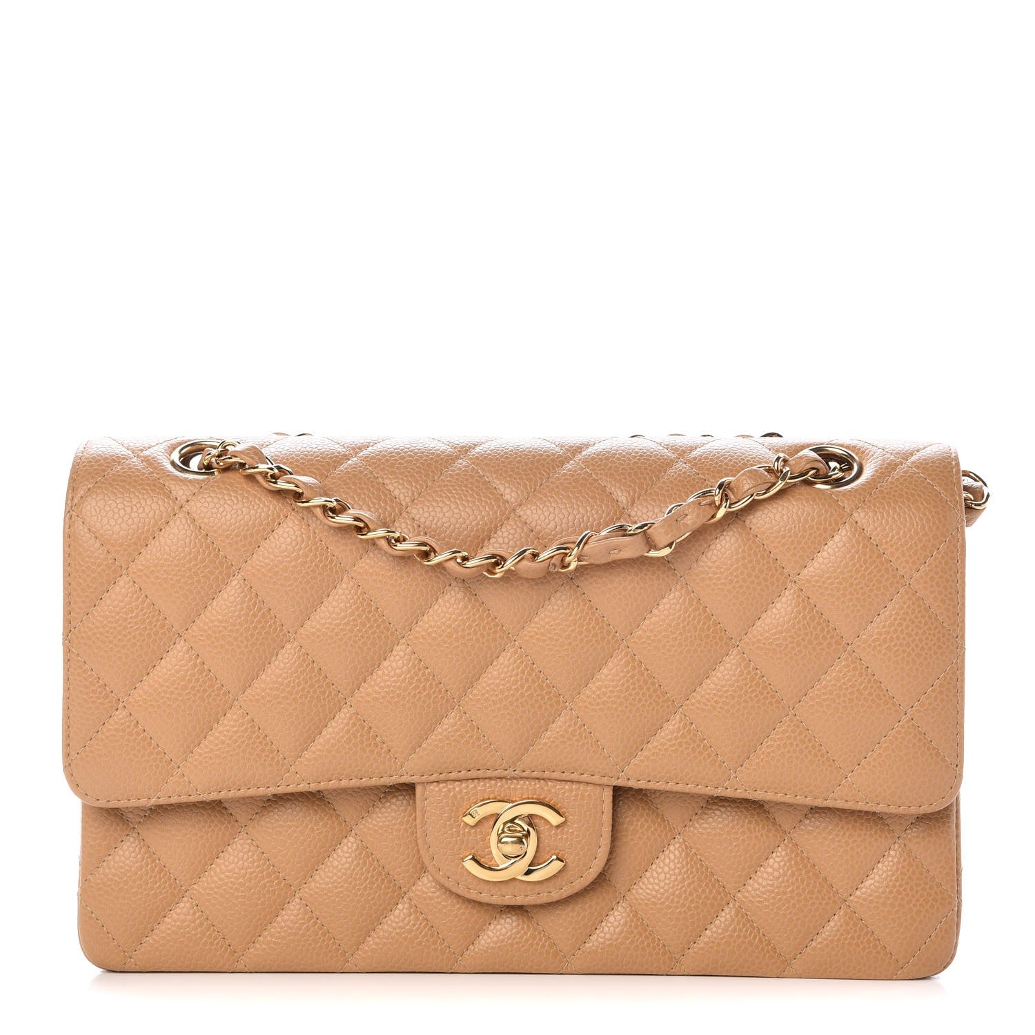 Chanel Caviar Quilted Medium Double Flap Beige 1 of 10