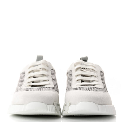 Hermes Air Mesh Suede Goatskin Bouncing Sneakers 38 Gris Lulea White 2 of 9