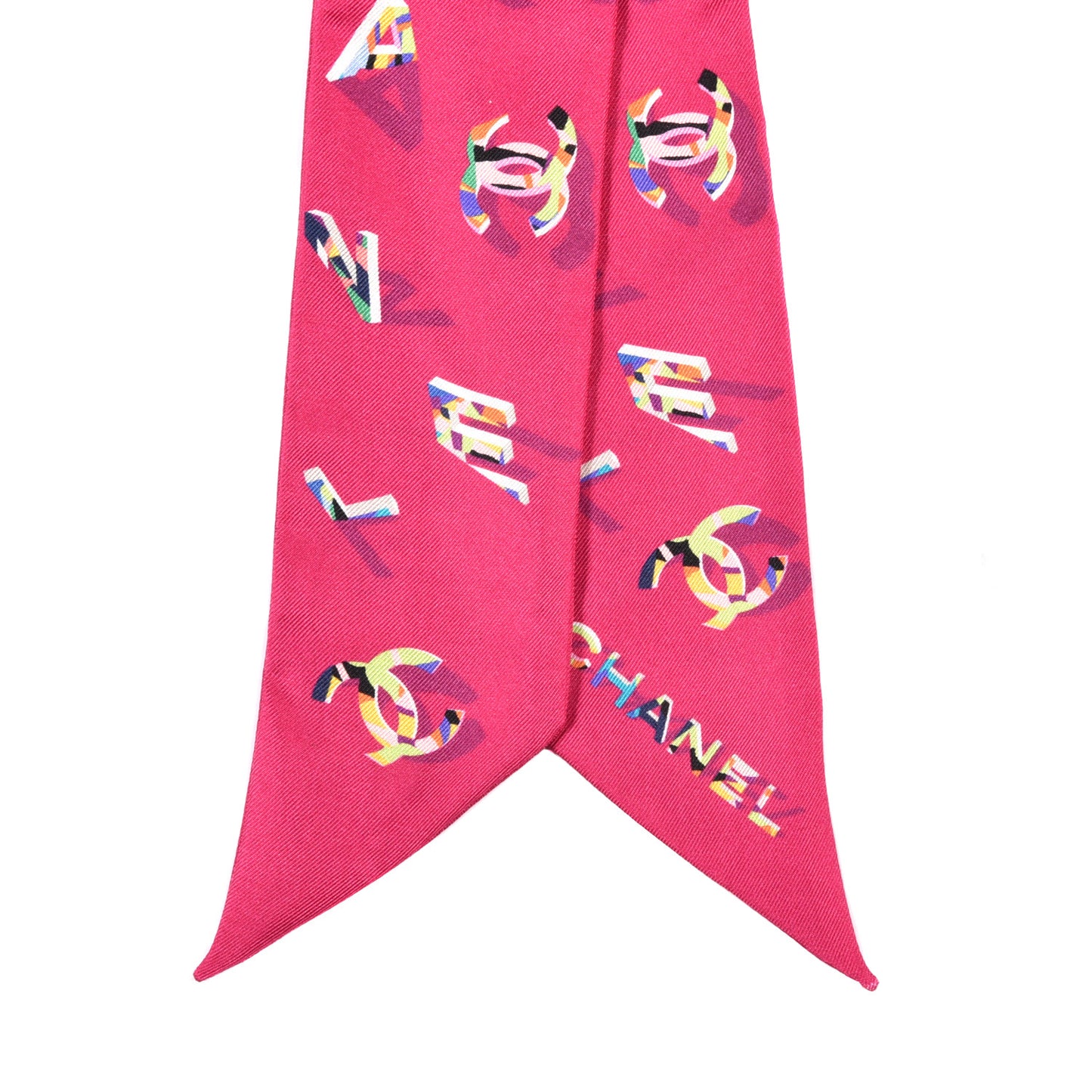 Silk CC Slim Bandeau Scarf Fuchsia Multicolor