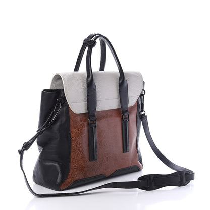 3.1 Phillip Lim 3.1 Textured Calfskin Large Colorblock Pashli Satchel Copper 2 of 8