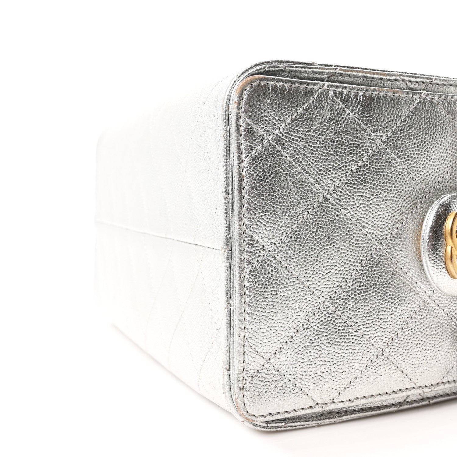 Chanel Metallic Caviar Quilted Small Chanel 25 Handbag Silver 10 of 11