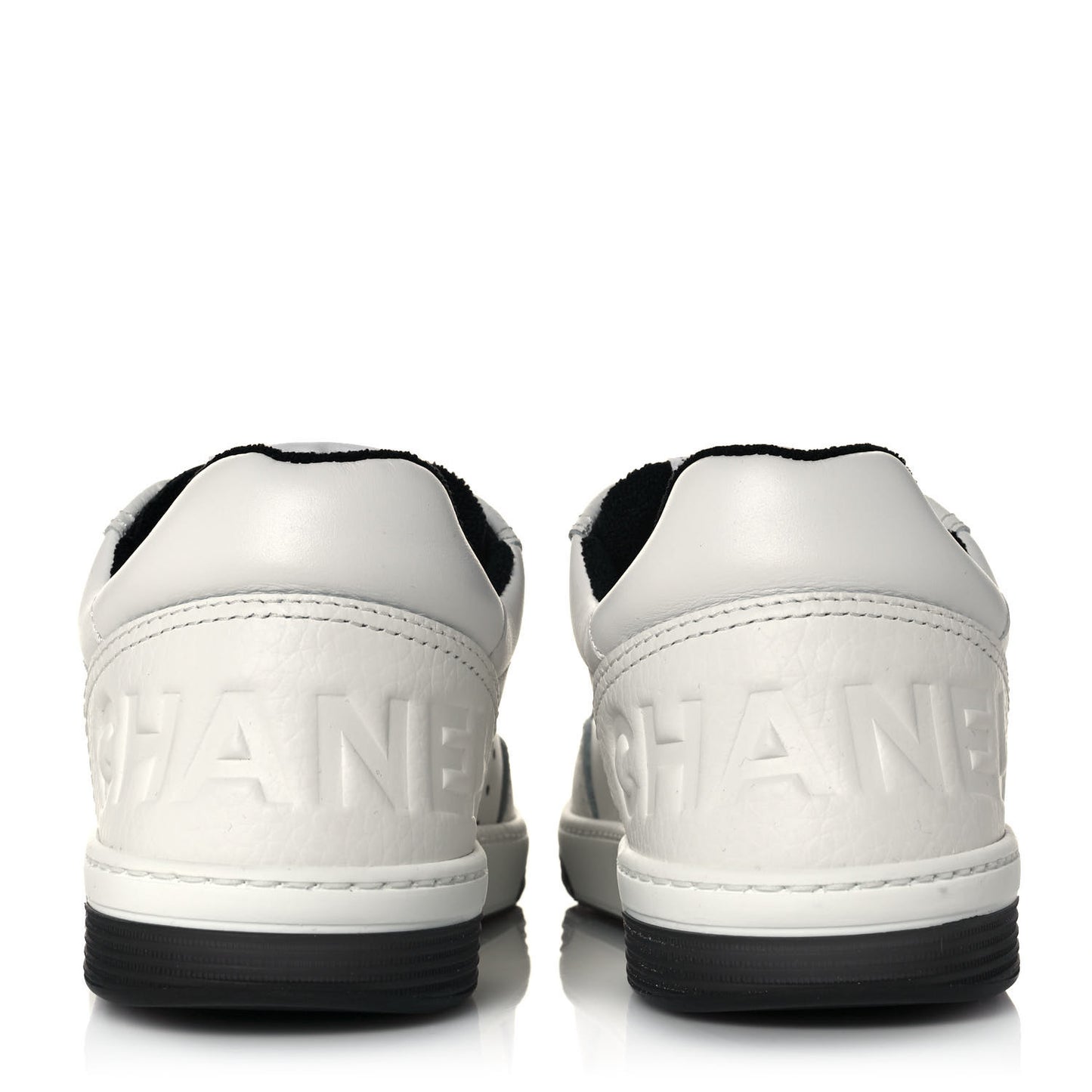 Grained Calfskin Fabric Womens Logo Sneakers 39 White Black