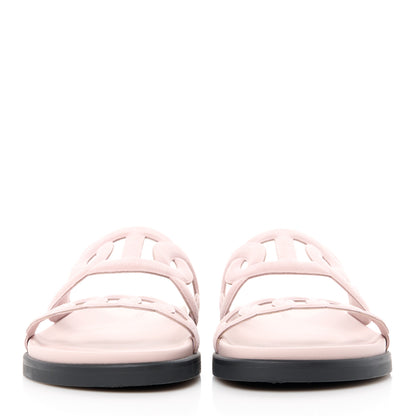 Hermes Suede Goatskin Extra Sandals 38 Rose Porcelain 2 of 9