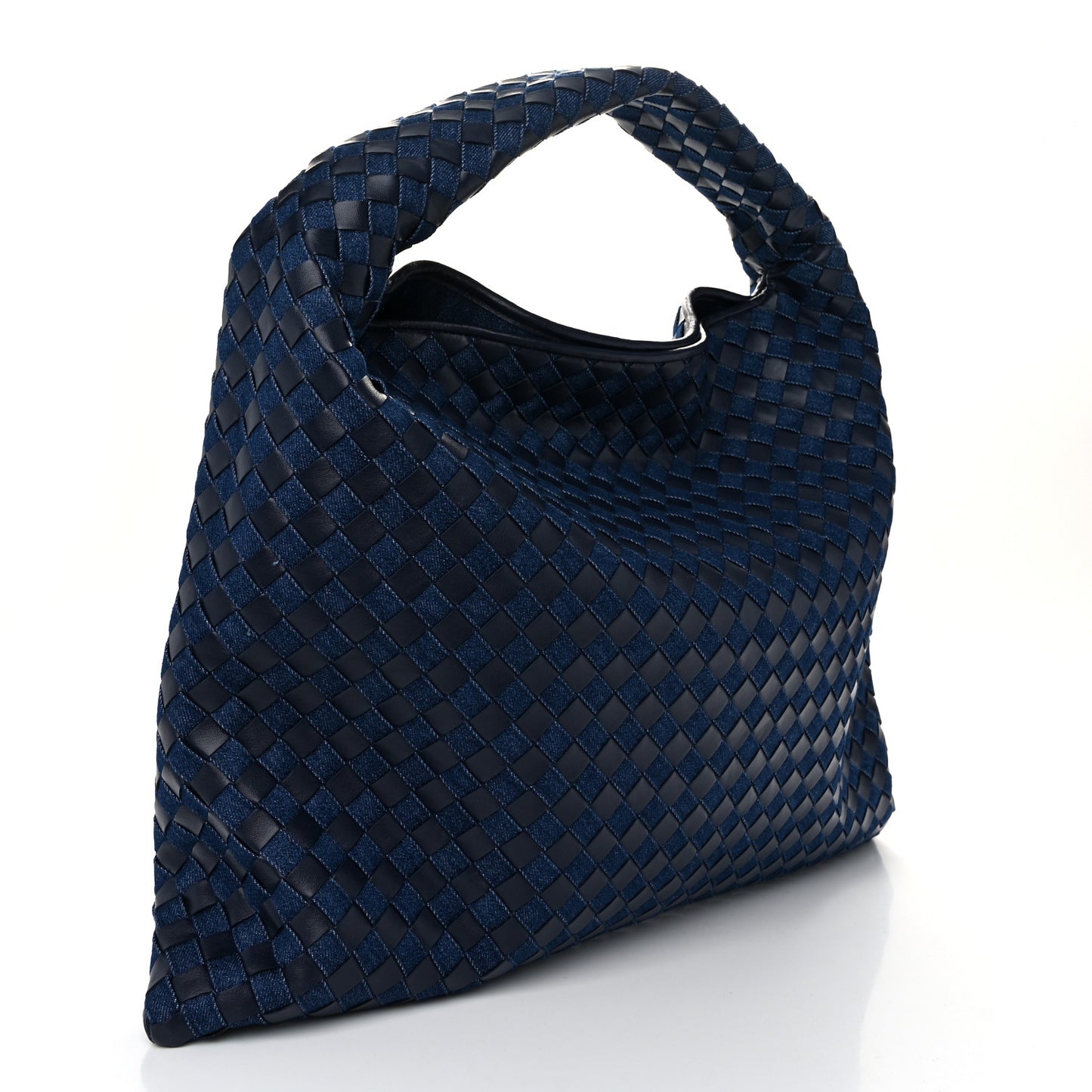 Denim Calfskin Intrecciato Large Hop Abyss Indigo