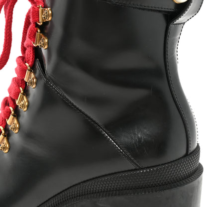 Gucci Magnum Calfskin Pearl Lace Up Combat Ankle Boots 39.5 Black Red 13 of 18