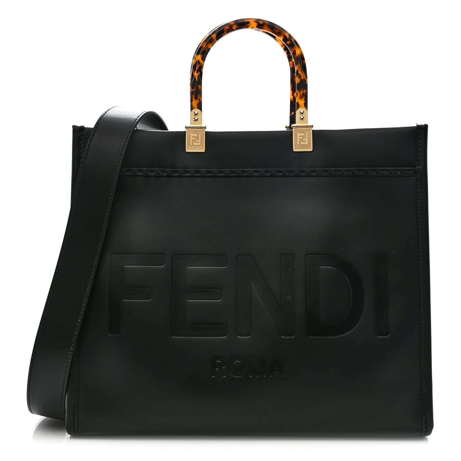 Fendi Vitello King Plexiglass Medium Fendi Sunshine Shopper Tote Black 1 of 12