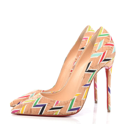 Christian Louboutin Cork Chevron Print So Kate 120 Pumps 39 Multicolor 3 of 10